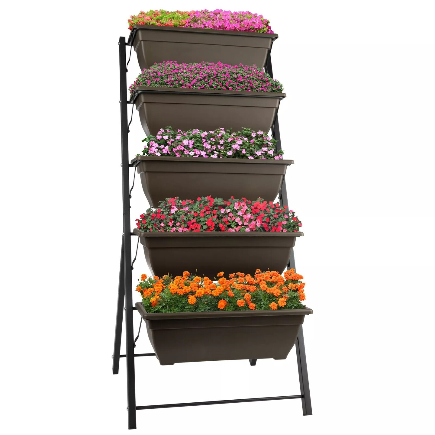 Raised Garden Beds 5 Tier Vertical Garden Planter for Outdoor Plants (Brown)