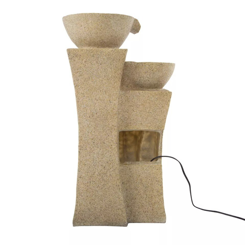 Cascading Bowls Fountain LED Lights Outdoor 25 Inch High Pump Included