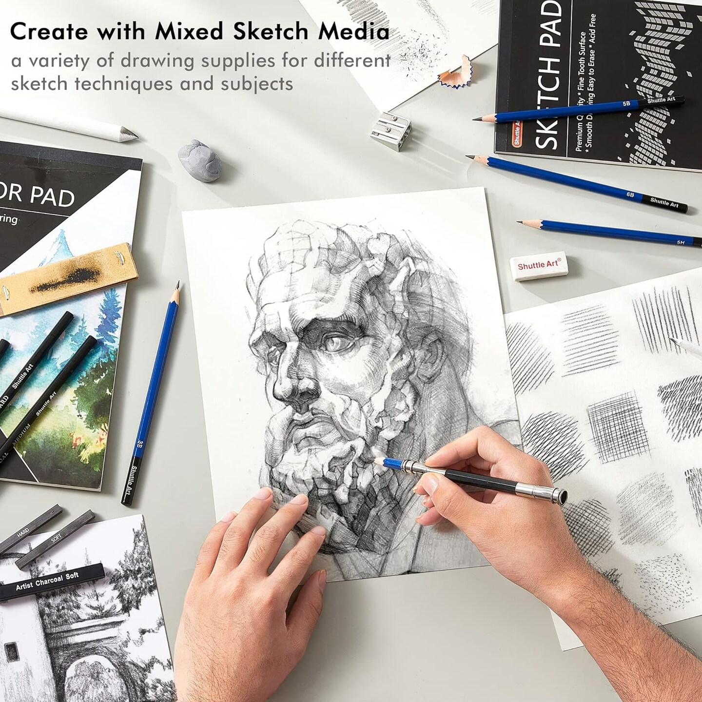Art 116 PCS Drawing Kit, Complete Drawing Supplies with Sketch Pencils, Colored Pencils, Graphite, Charcoal Sticks, Professional Drawing Tools, and Paper Pads for Artists, Beginners, and Children