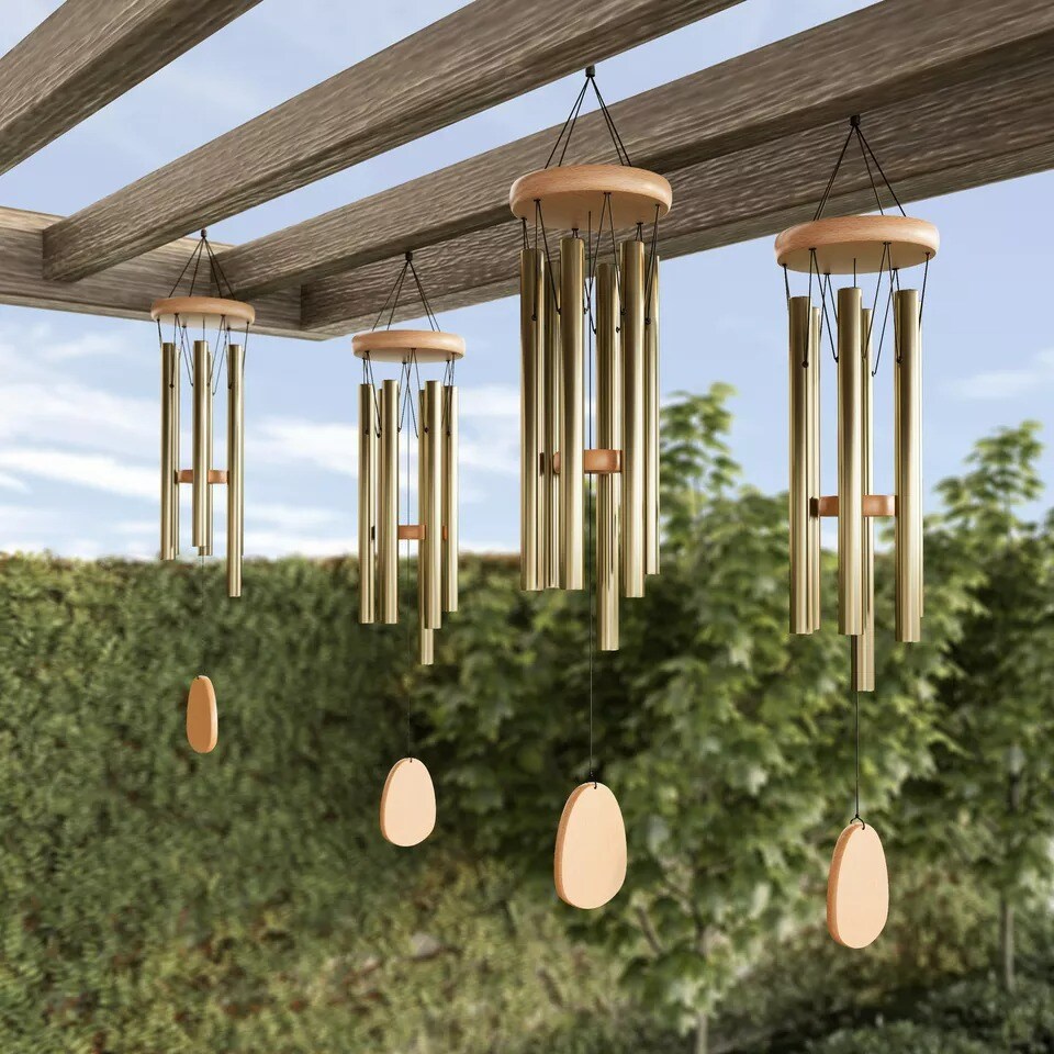 28&#x22; Wind Chimes Metal Wood Windchime Soothing Sound Outdoor Home Decor Gift