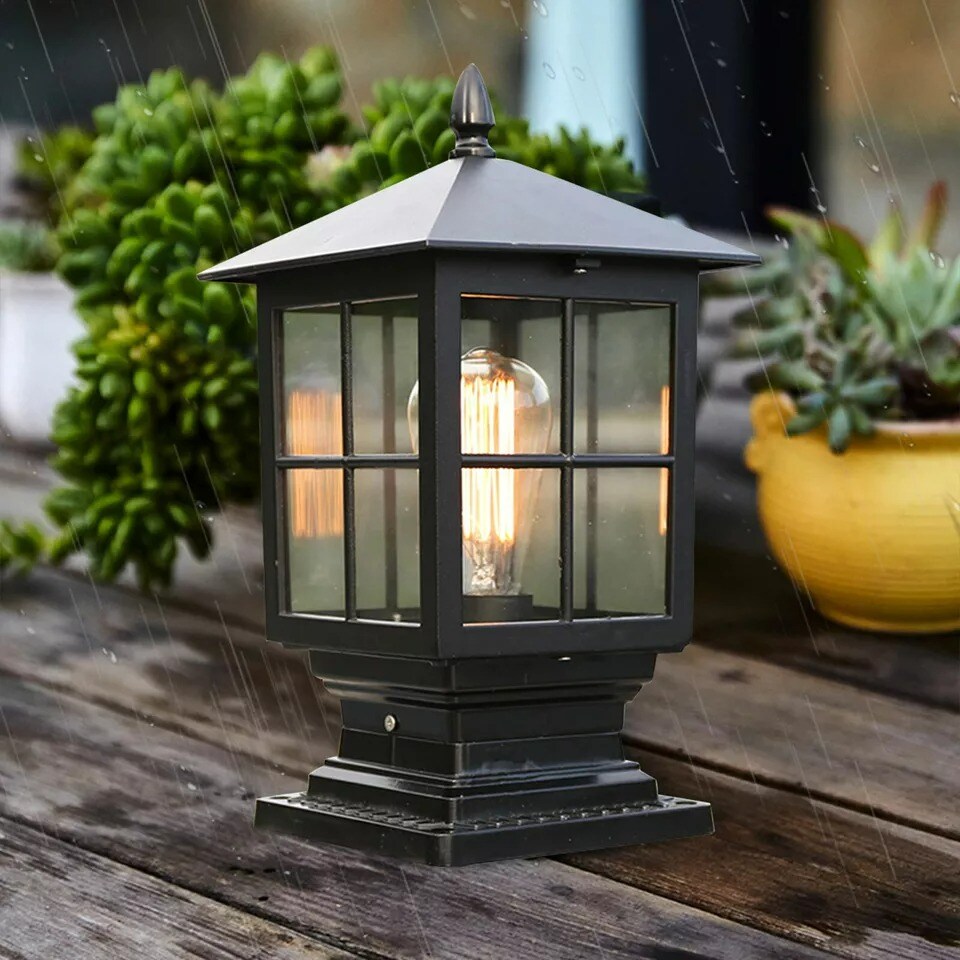 Post Lantern Light Garden Lamp Yard Patio Pillar LED Lighting Outdoor Fixture