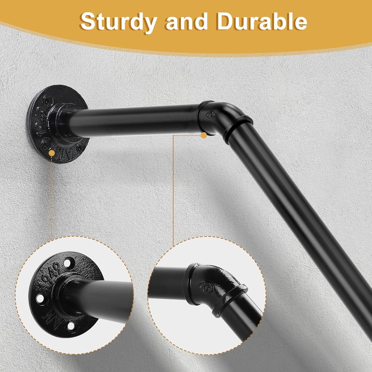 Handrails for Outdoor Steps Wall Mount 2PCS