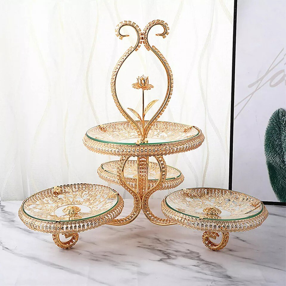 4 Plate Cupcake Stand Holder Wedding Party Cookies Dessert Fruit Display Tower