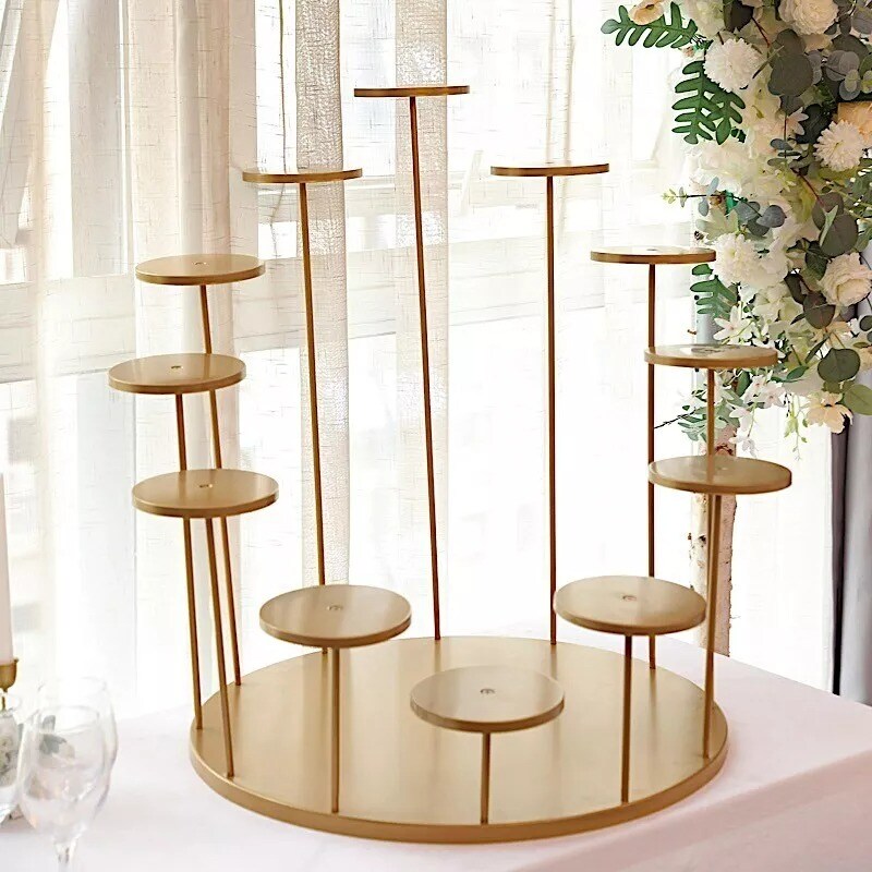 Gold 29" Tiered 12 Arm Round Metal Cupcake Holder Dessert Display Stand Party