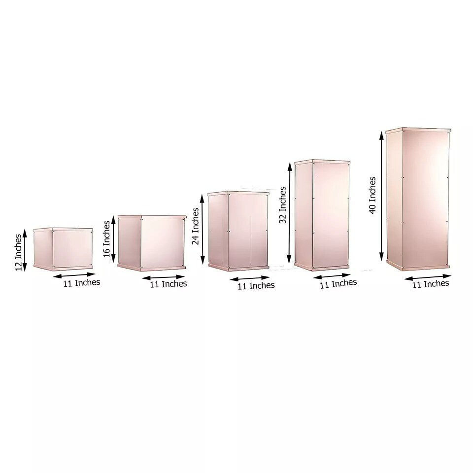 5 Blush Acrylic Display Boxes Centerpieces Pedestal Riser Columns Wedding Party