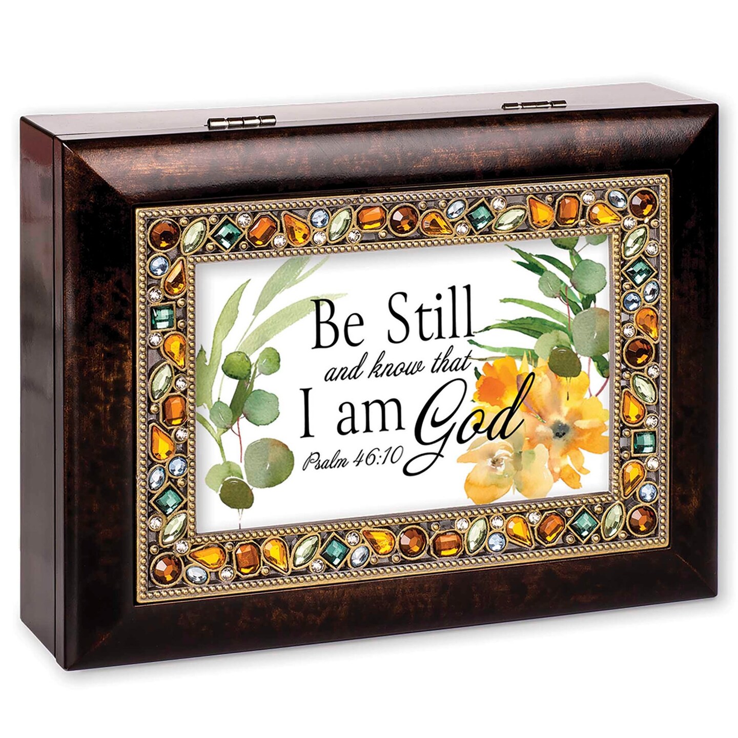 Edge Collection - 8" x 6" x 2.62" - Multicolor - Musical Keepsake Box with Photo Frame and Gem Accents - 1 Piece