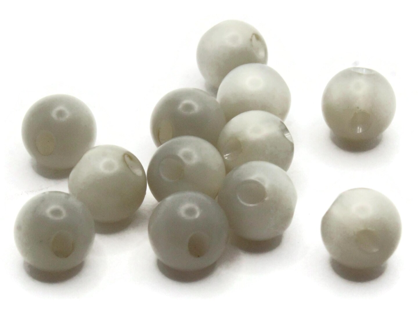 12 9mm 3/8 Inch Round Grey Vintage Moonglow Lucite Ball Buttons