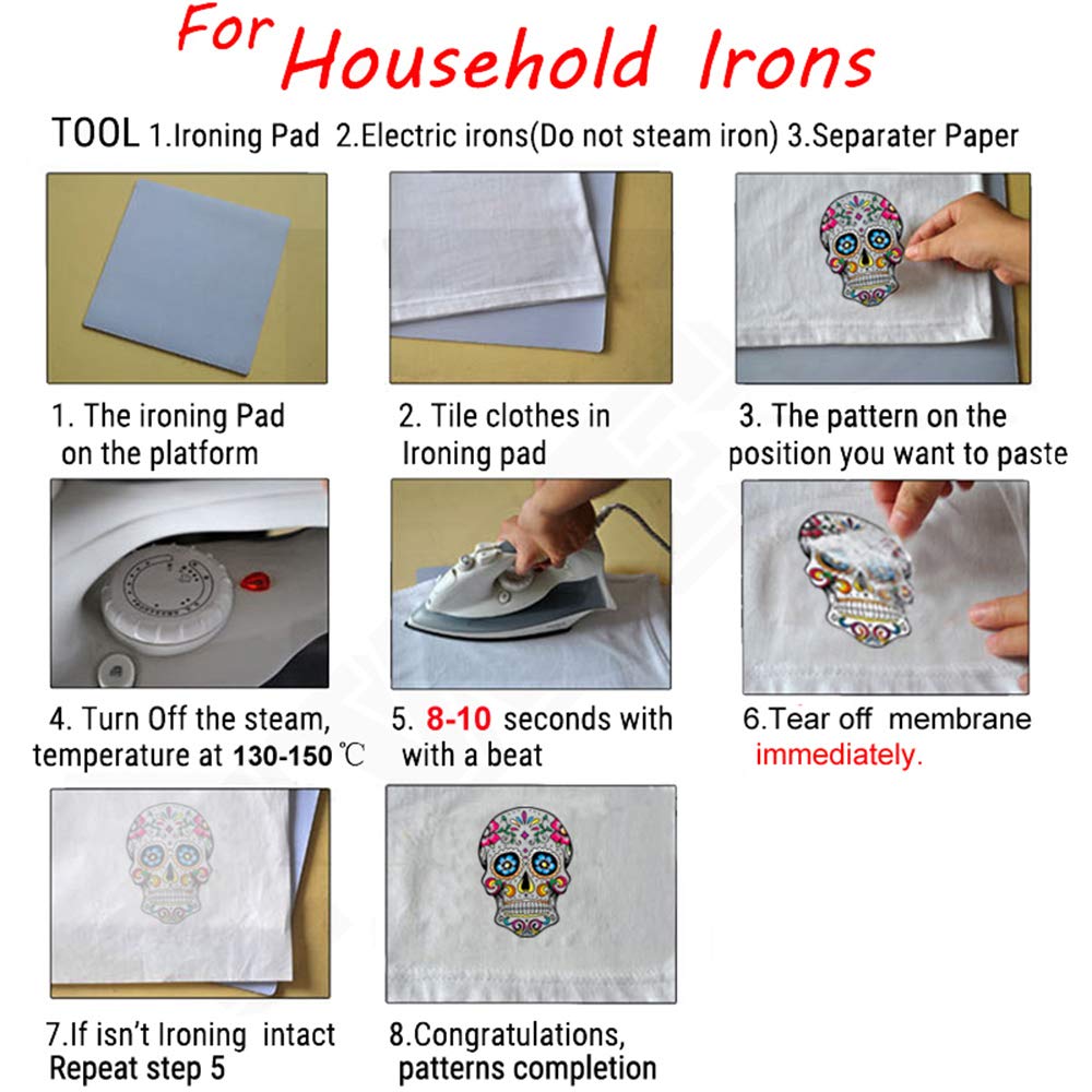 Flower Iron on Patches Heat Transfer Stickers for Clothing Cute Floral Applique for T Shirts Bags Decorations 57 Pcs Iron on Vinyl Decals for Household Irons or Heat Press Machine