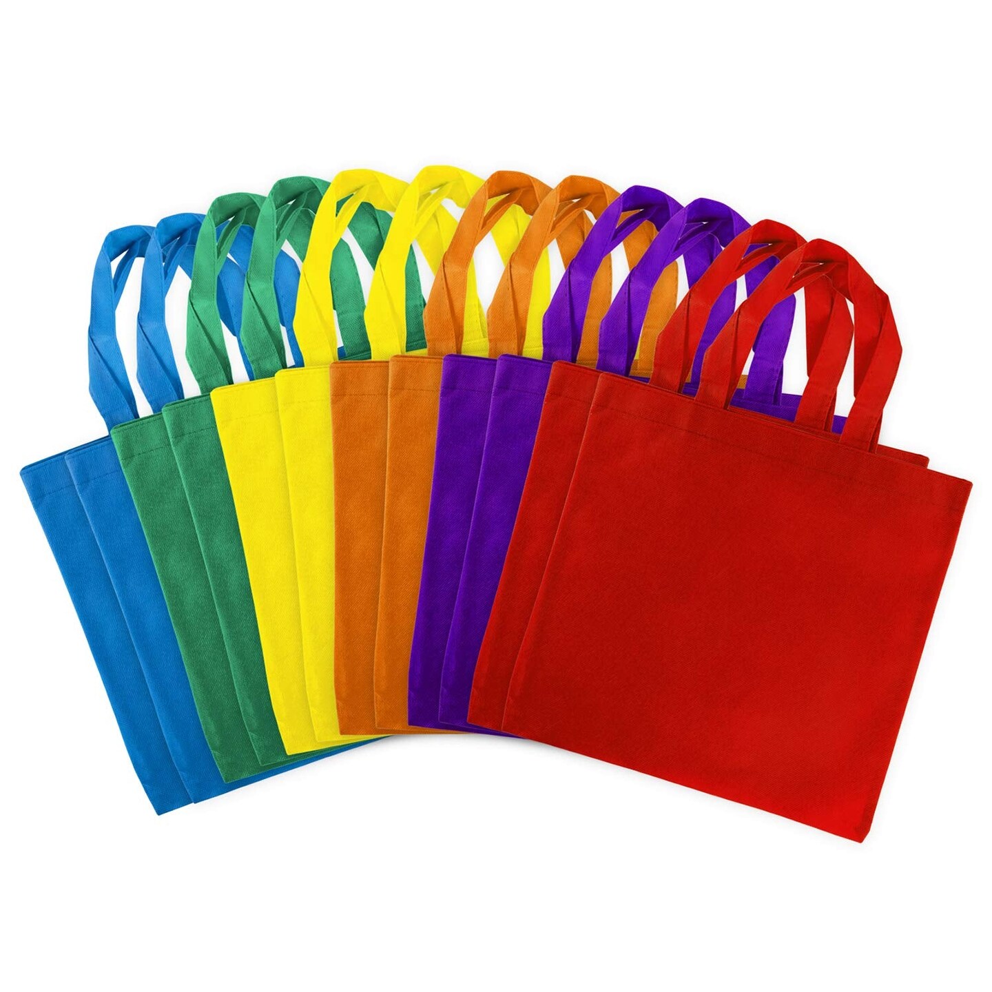 Super Z Outlet Assorted Colorful Solid Blank Fabric Tote Party Gift Bags Rainbow with Handles for Birthday Favors, Snacks, Decoration, Arts &#x26; Crafts, Event Supplies (12 Pack) (12&#x22; Inches)