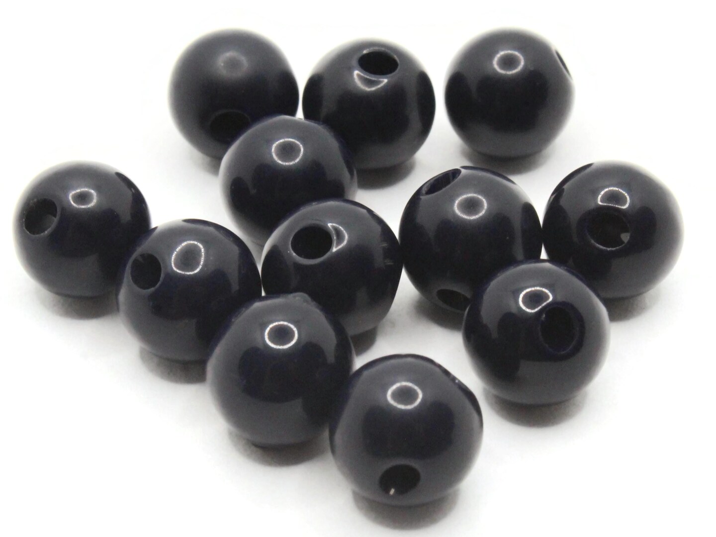 12 9mm 3/8 Inch Round Black Vintage Lucite Ball Buttons