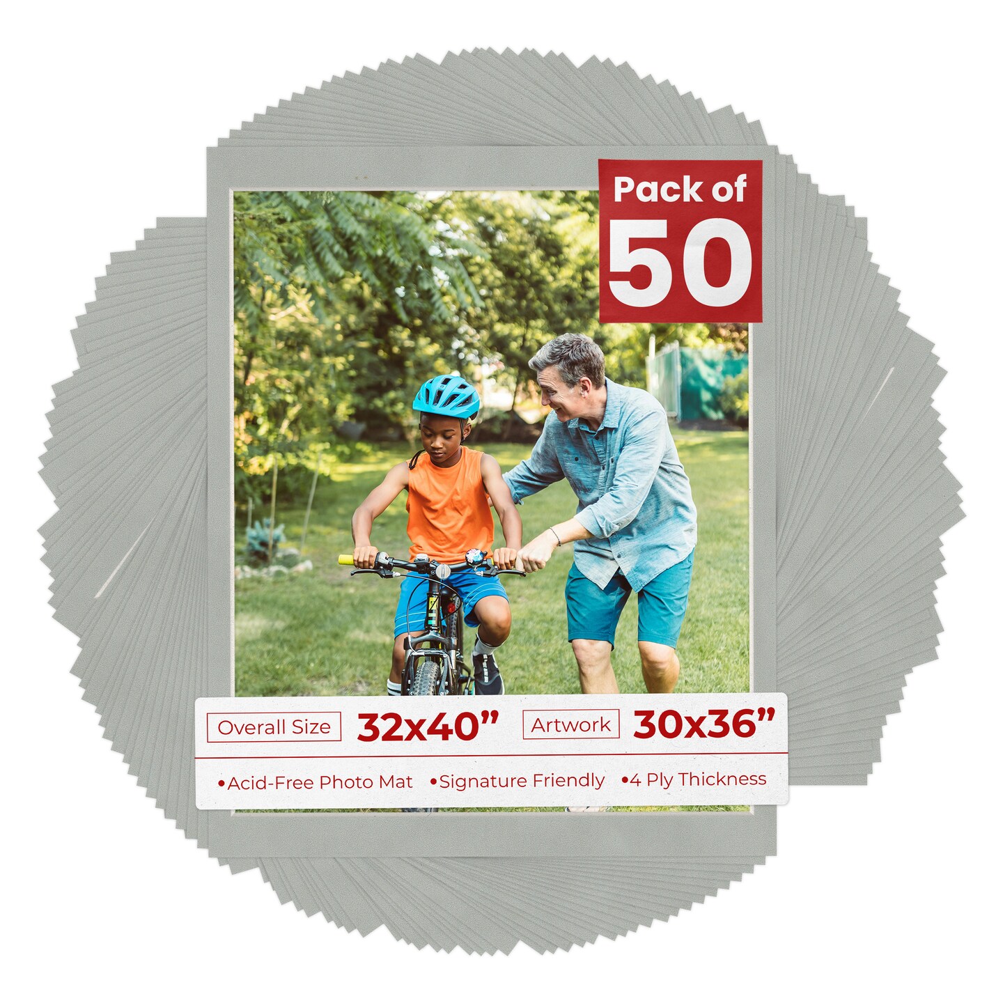 Light Grey Suede Mat Board for 32x40 Frames - Fits 30x36 Photos