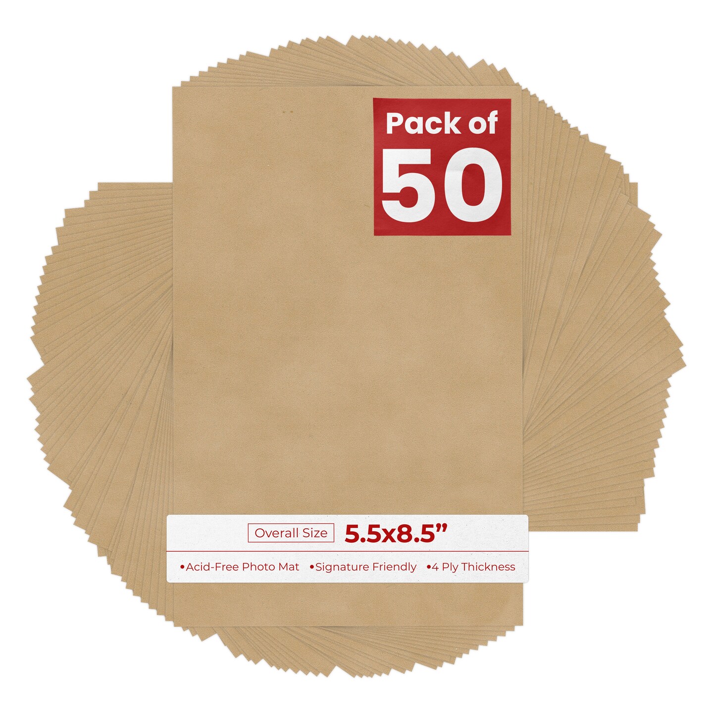 Beige Suede 5.5x8.5 Uncut Mat Board - Blank Sheets, No Opening