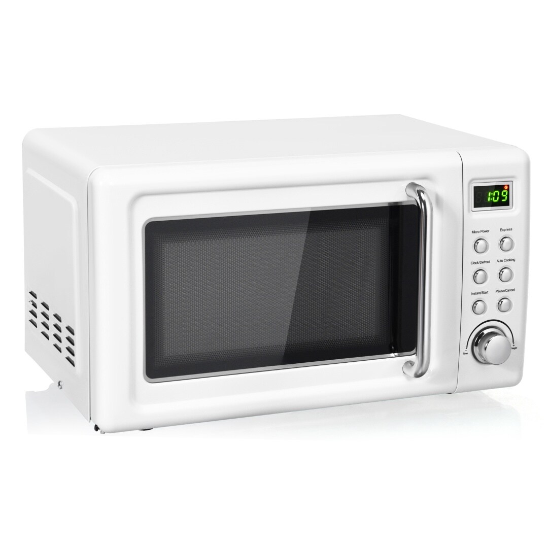 700W Countertop Microwave Oven Retro Style 20L with Auto Cooking & LED Display