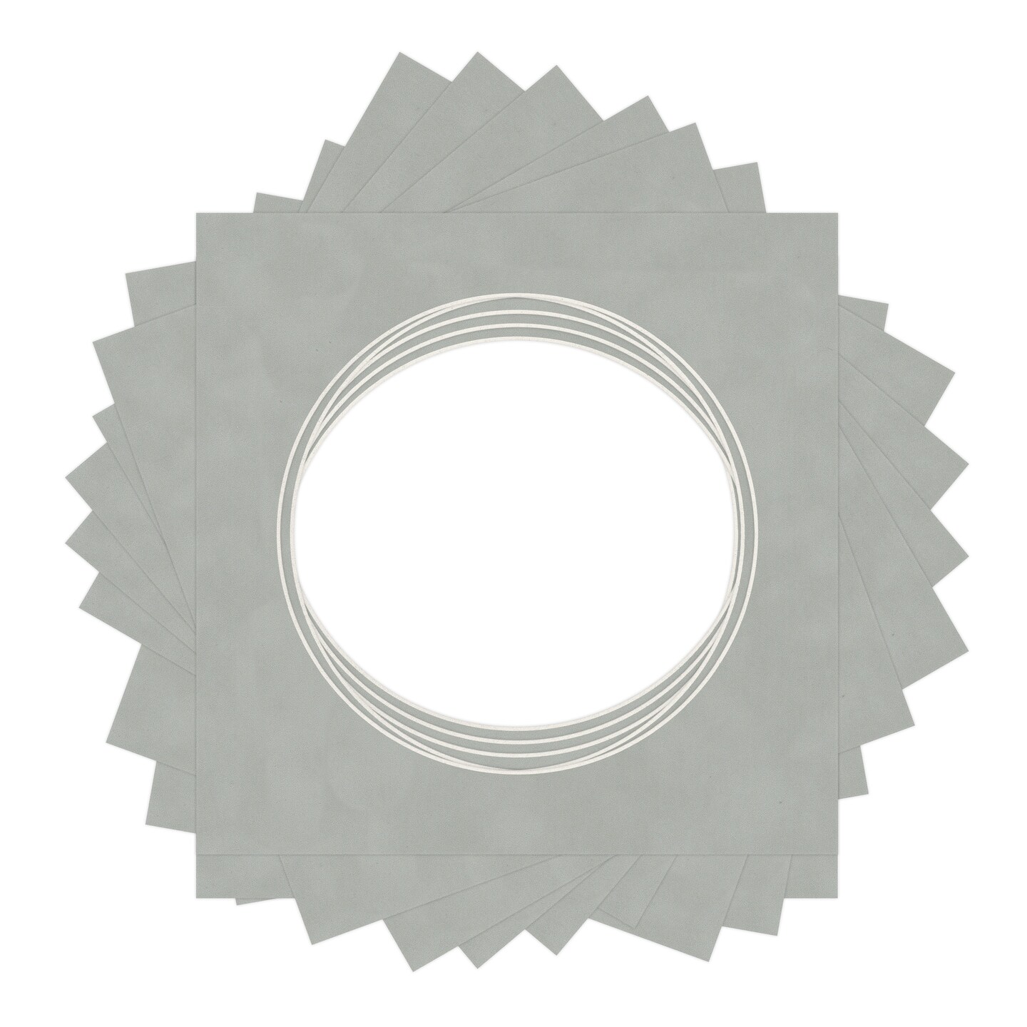 Light Grey Suede Mat Board for 10x10 Frames - Circle Opening for 8x8 Photos