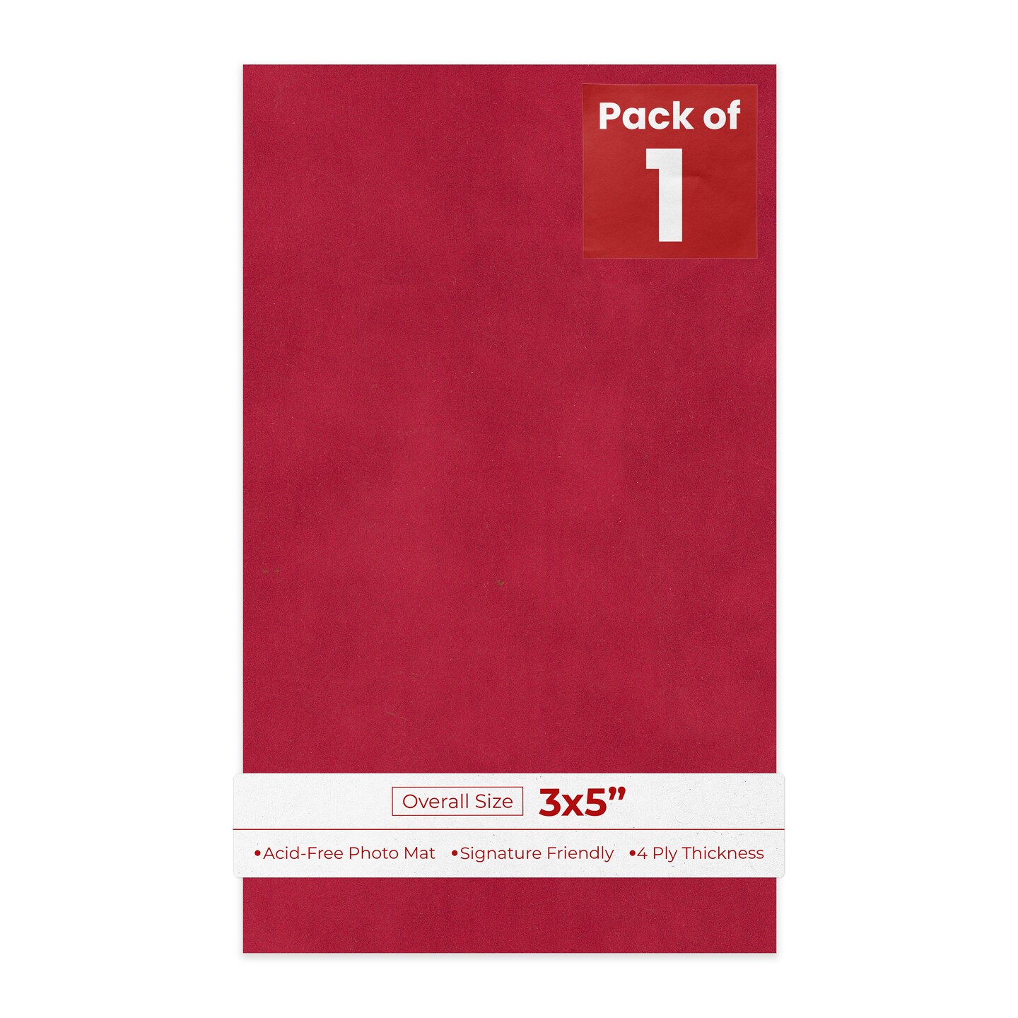 Red Suede 3x5 Inch Uncut Mat Board - Blank Sheets, No Opening