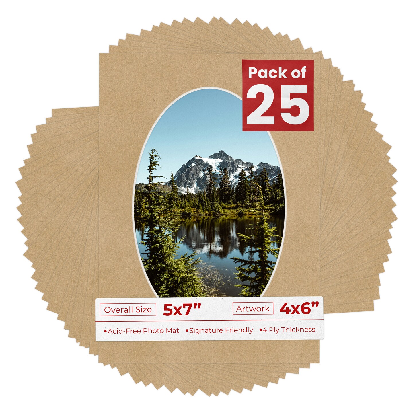 Beige Suede Mat Board for 5x7 Frames - Oval Opening for 4x6 Photos