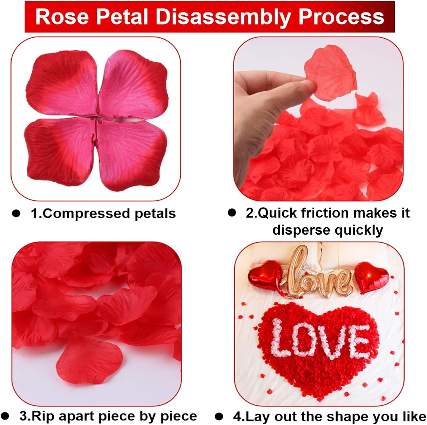 900pcs Gold Silk Rose Petals – Romantic Wedding, Anniversary, Valentine’s Day, Honeymoon & Party Decoration, Artificial Flower Confetti for Proposals