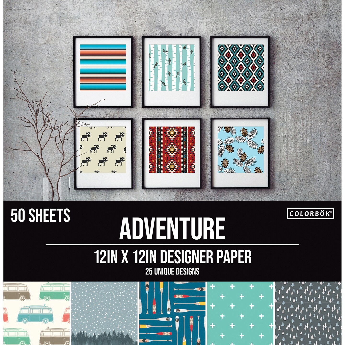 Colorbok 68lb Designer Single-Sided Paper 12"X12" 50/Pkg-Adventure, 25 Designs/2 Each
