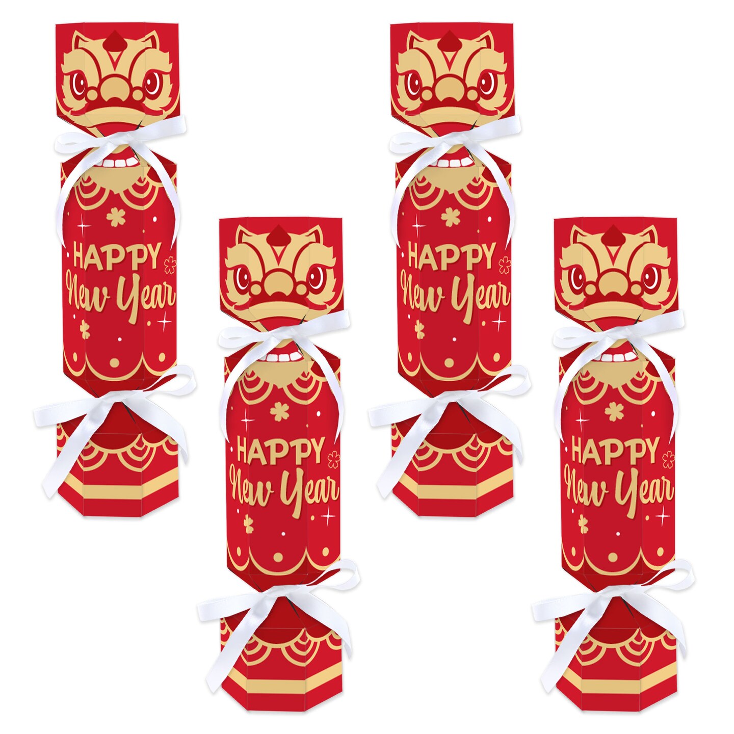 Big Dot of Happiness Lunar New Year - No Snap Party Table Favors - DIY Cracker Boxes - Set of 12