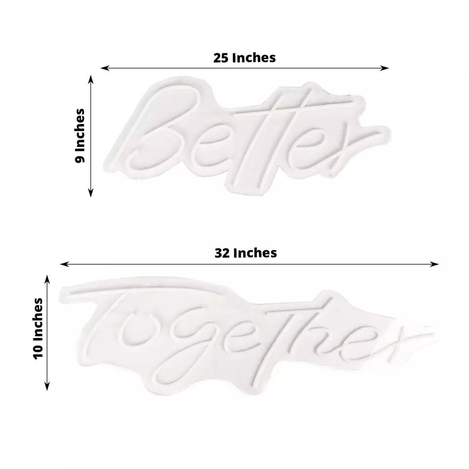 32" Warm White Better Together Sign LED Backdrop Hanging Wall Decor Party