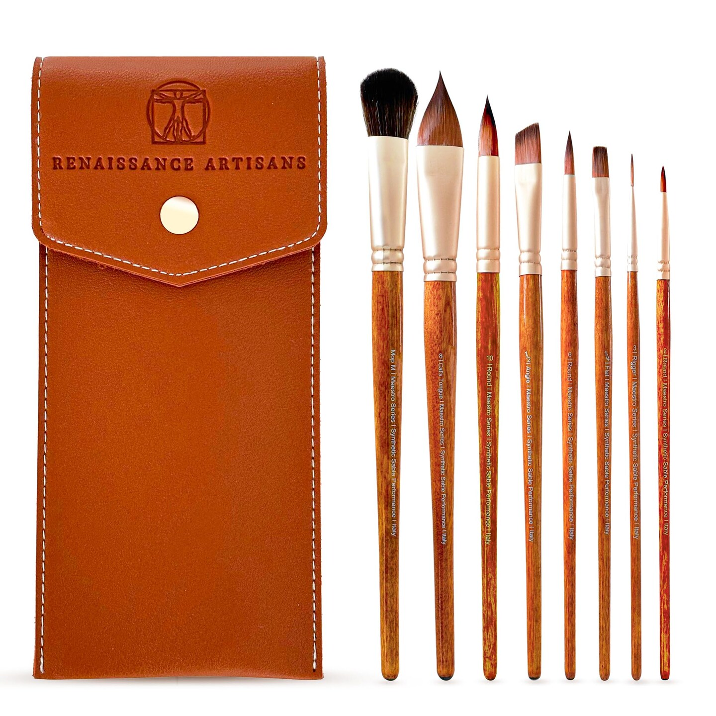 Sable Watercolor Brushes 8Pcs Kolinsky Sable Performance Brush Set, Outstanding Color Flow, Durable Performance & Precision Shape Retention
