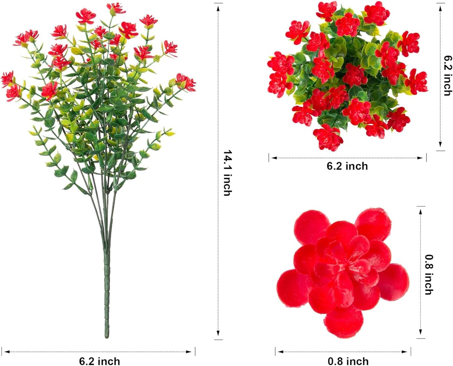 Artificial Outdoor Flowers 20 Bundles UV Resistant Red Monkey Grass Faux Plants