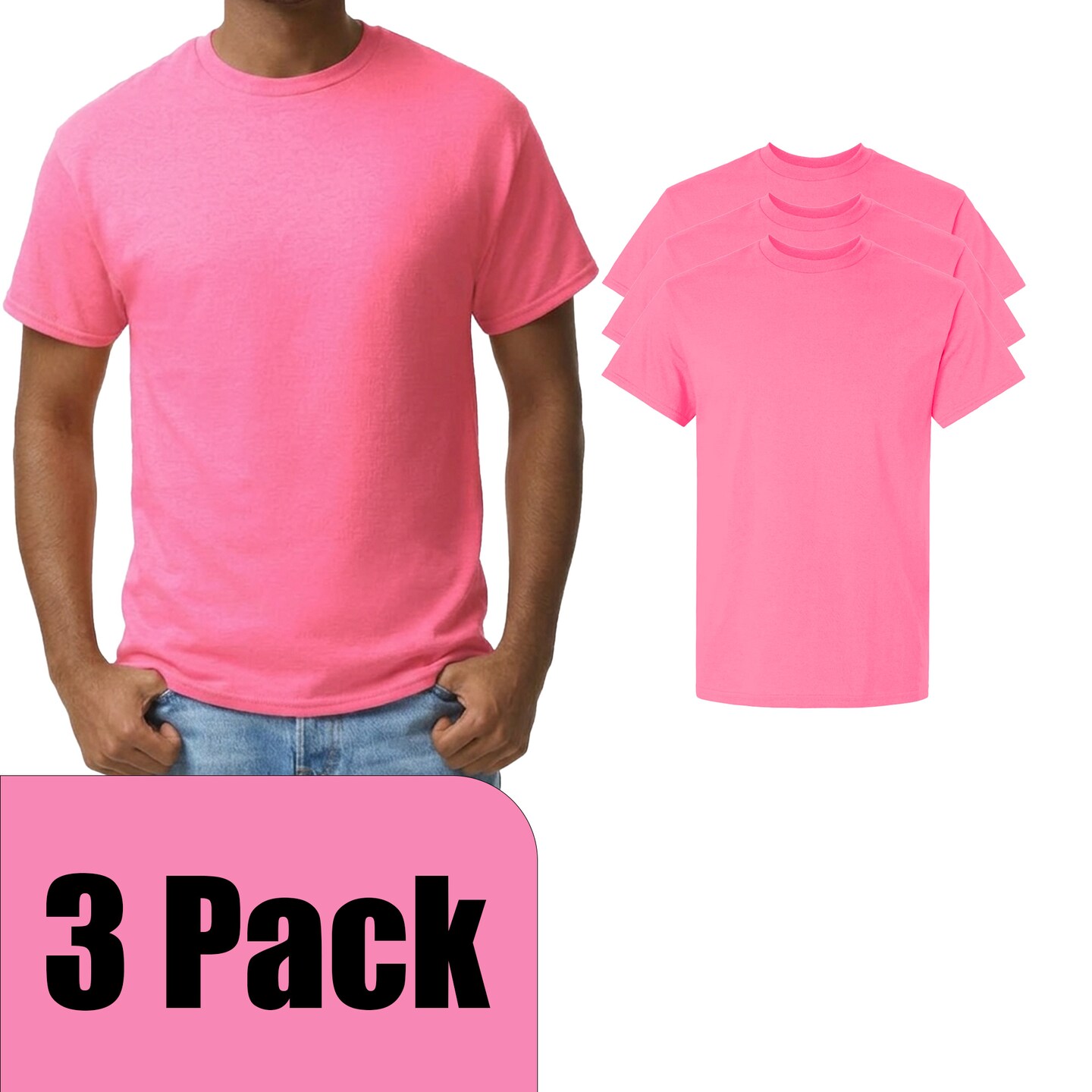 Gildan Ultra Cotton T-shirt, High Visibility Workwear Casual Safety Pink tee