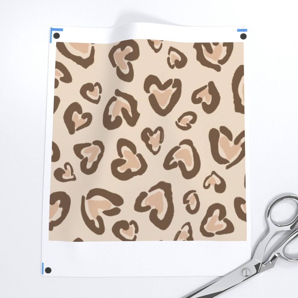 Animal Print Hearts Boho Leopard Earth Tones Big Cats Abstract Jungle Glam Exotic Baby Neutrals Mocha Beige Brown Monochrome Cheetah Custom Printed Fabric by Spoonflower Various Fabrics by the Yard or Fat Quarter