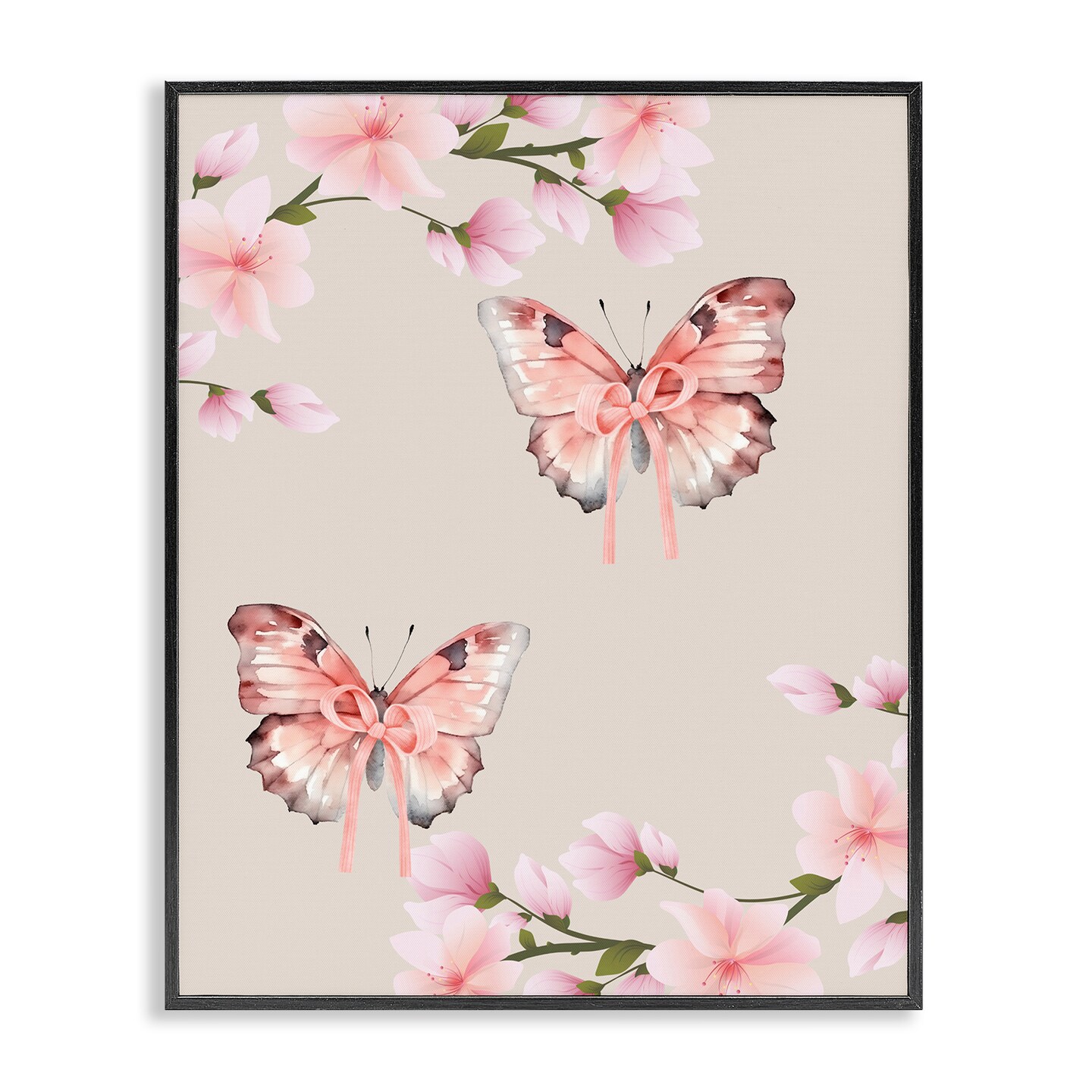Stupell Industries Butterflies In Bows Framed Giclee, design by Jesse Keith