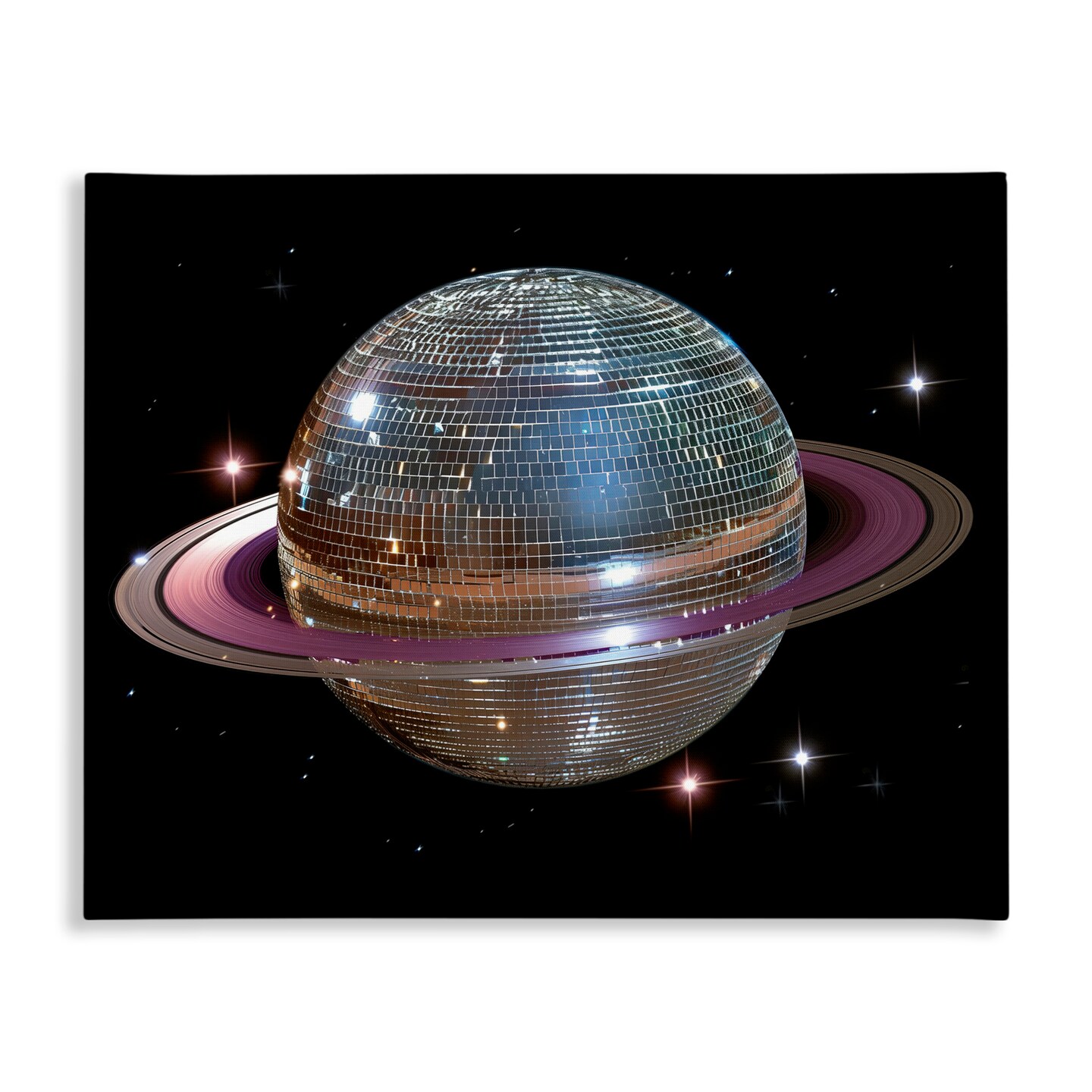 Stupell Industries Purple Disco Ball Planet Canvas, design by Decent Exposures