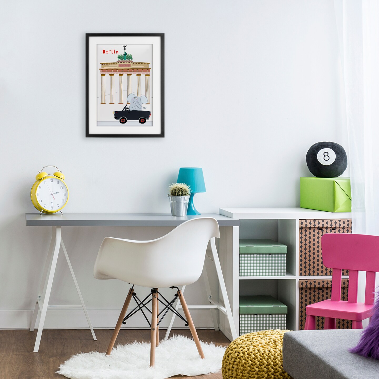 Stupell Industries Elephant & Berlin Architecture Framed Print Under Glass, design by Carla Daly