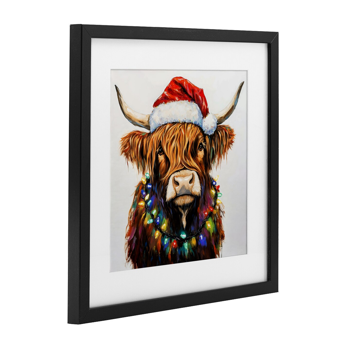 Stupell Industries Holiday Lights Bedecked Highland Framed Print Under Glass, design by Petal Prints Design