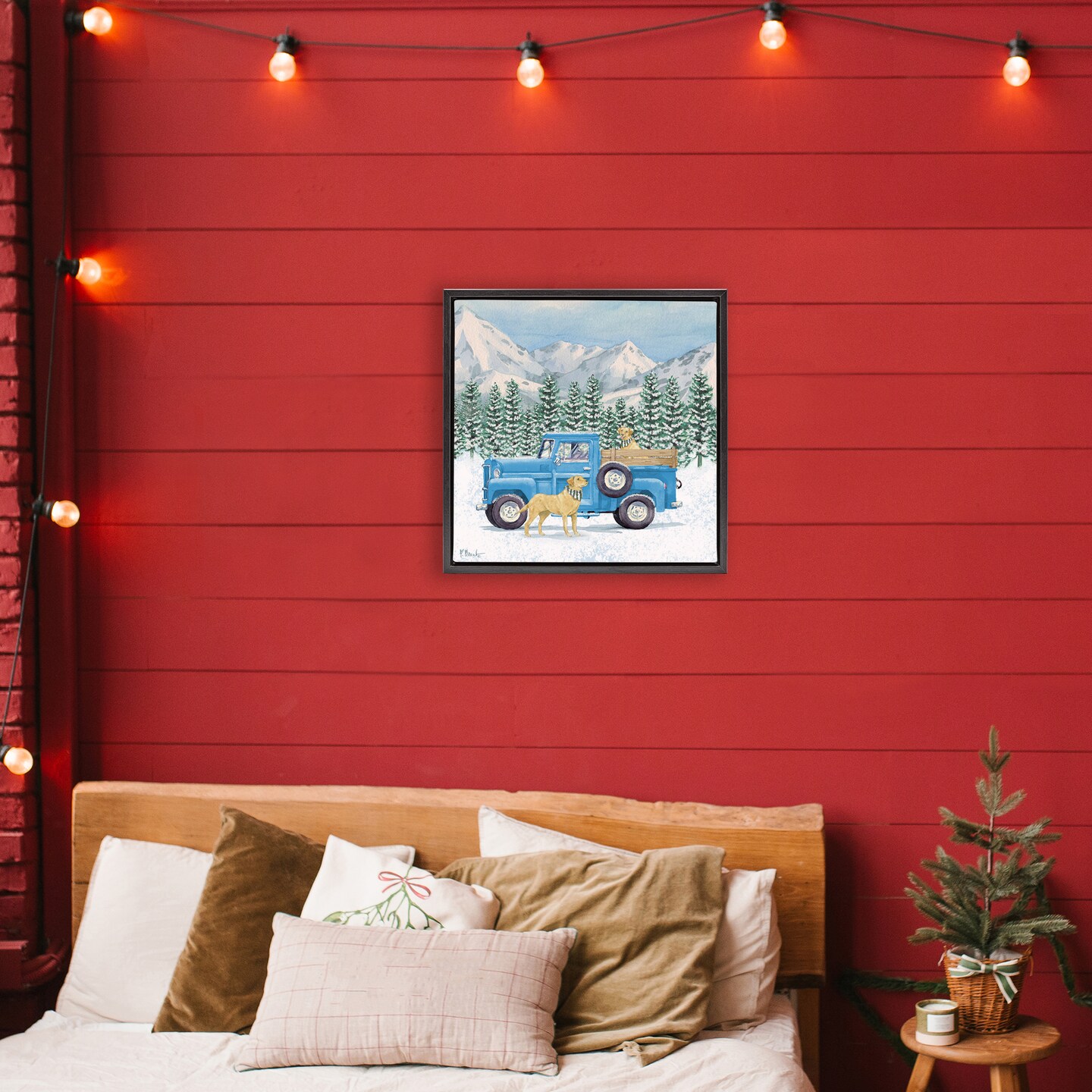 Stupell Industries Winter Pups & Truck Floating Frame, design by Paul Brent