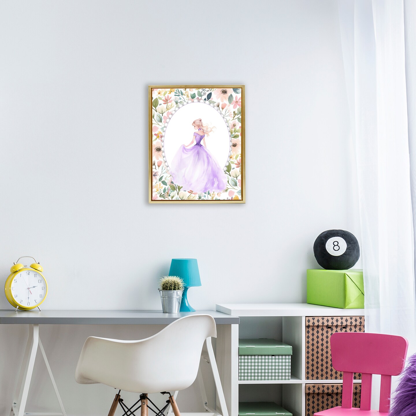 Stupell Industries Purple Princess with Pearl Border Floating Frame, design by Christine Simpson Art