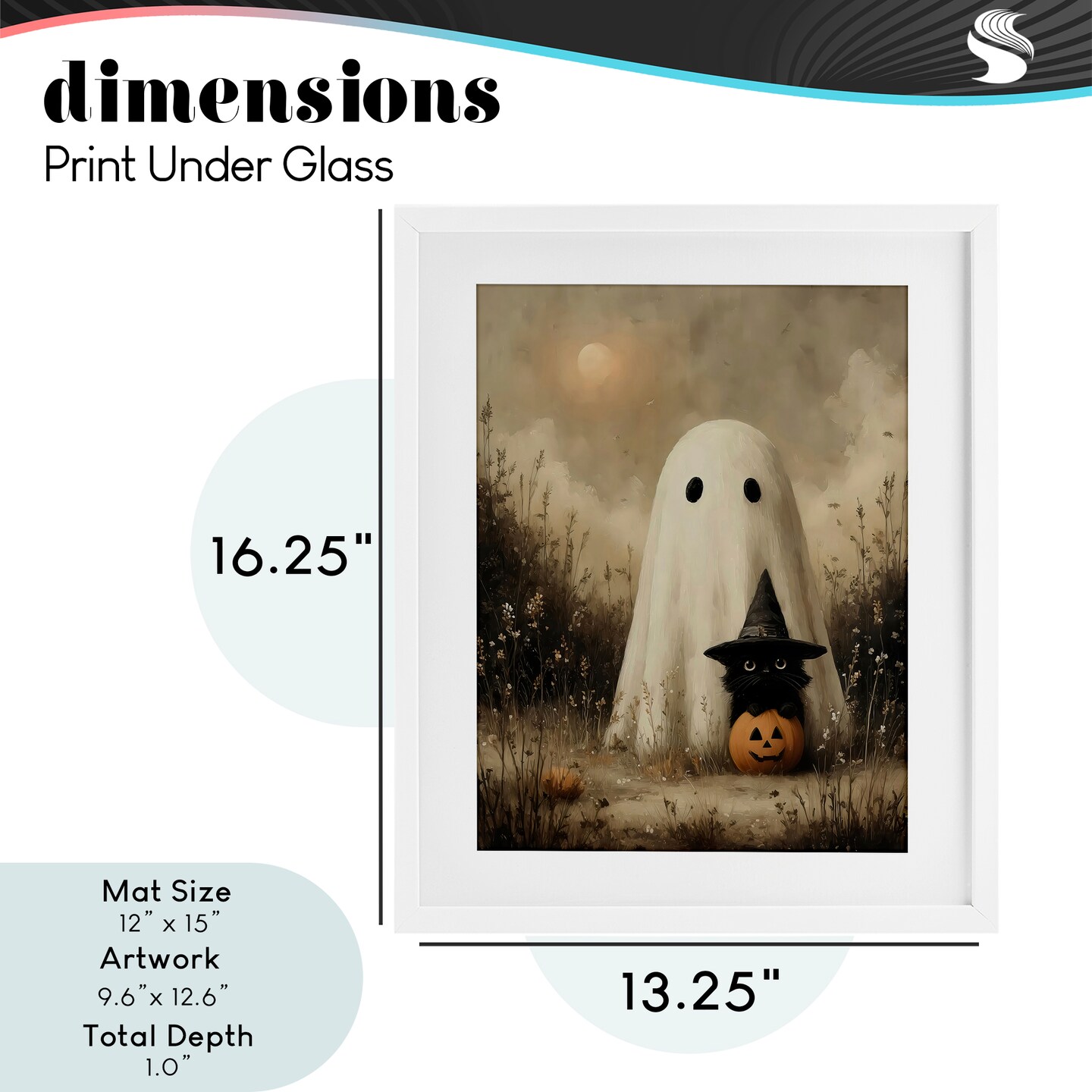 Stupell Industries Ghost with Black Kitten Framed Print Under Glass, design by Arlington Prints