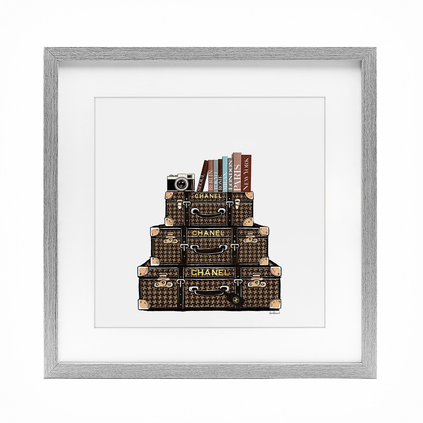 Stupell Industries Travel Vintage Luggage & Books Framed Print Under Glass, design by Amanda Greenwood