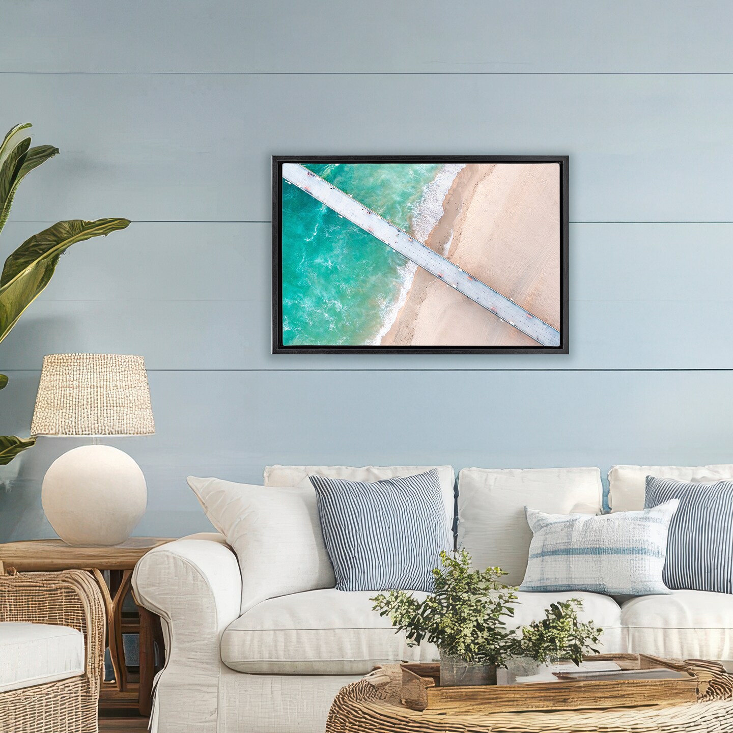 Stupell Industries Aerial View Pier Beach Floating Frame, design by Jeff Poe Photography