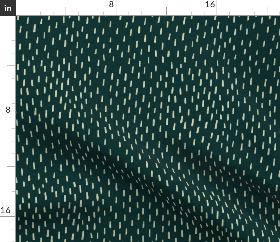 Dark Green Abstract Hand Drawn Dashes Rustic Boho Farmhouse Simple Stripes Custom Printed Fabric by Spoonflower Various Fabrics by the Yard or Fat Quarter