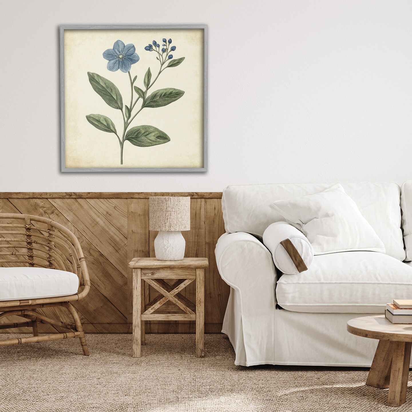 Stupell Industries Vintage Blue Blossoms Wildflower Framed Giclee, design by Petal Prints Design