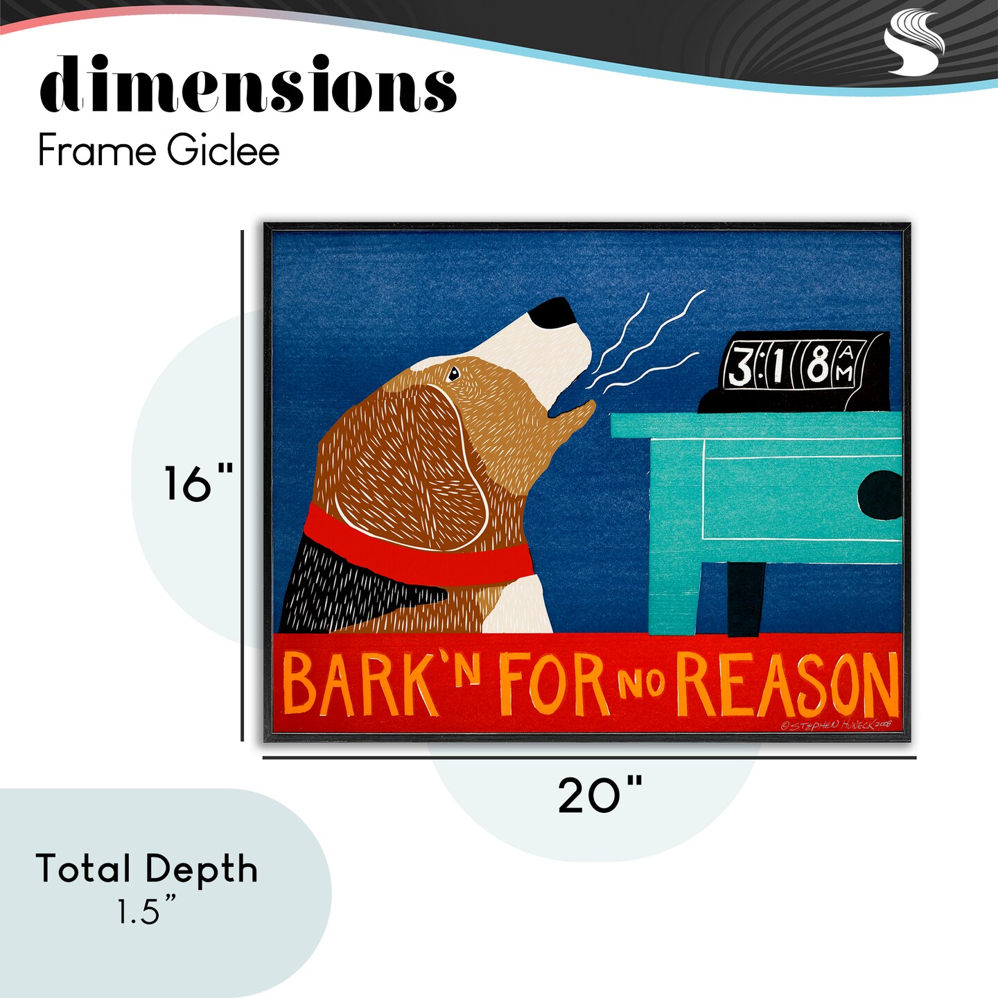 Stupell Industries Bark'n For No Reason Framed Giclee, design by Stephen Huneck
