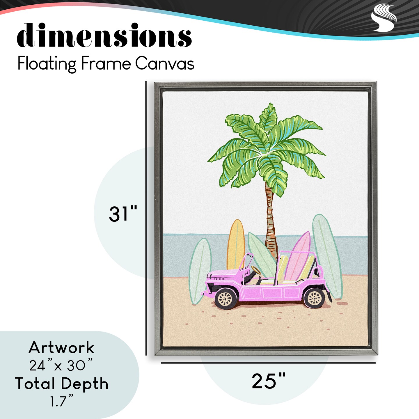Stupell Industries Surfboard Filled Car Floating Frame, design by Ziwei Li