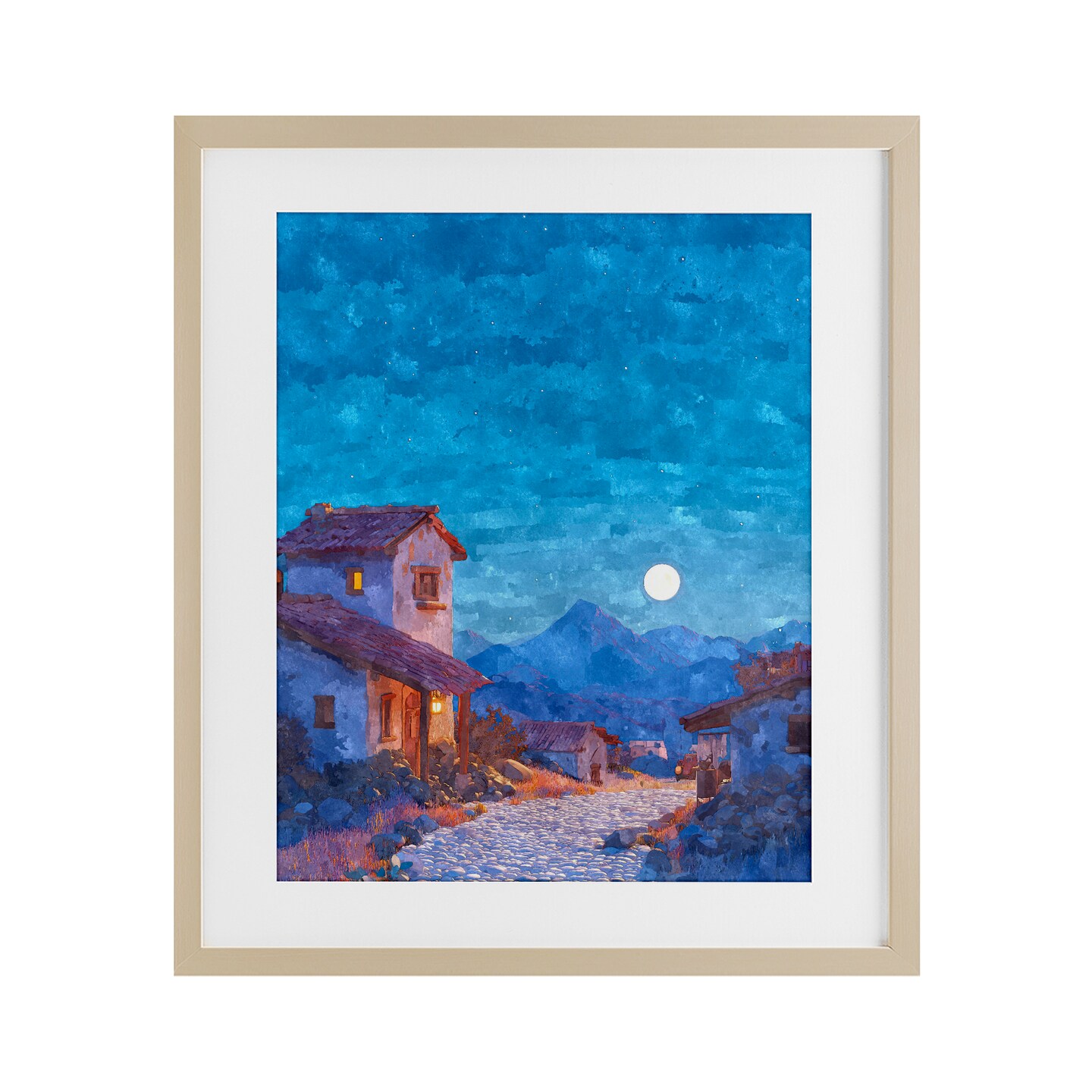 Stupell Industries Moon over Quiet Town Framed Print Under Glass, design by Ziwei Li