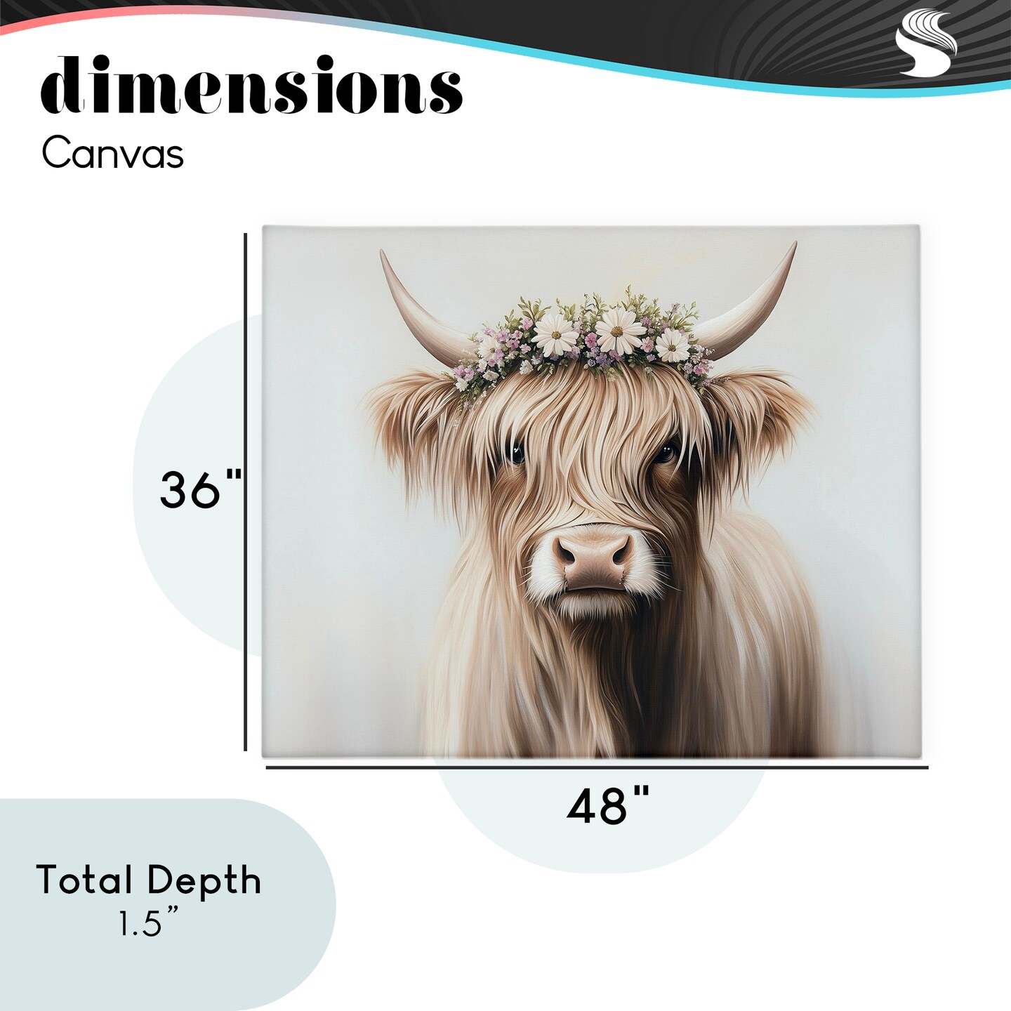 Stupell Industries Shaggy Cattle Floral Crown Canvas, design by Shawna Stewart