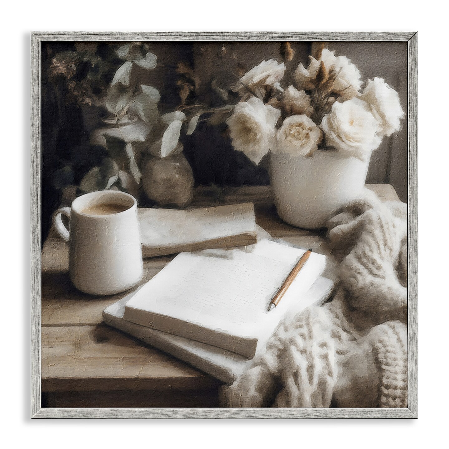 Stupell Industries Morning Coffee & Journaling Framed Giclee, design by Riley B