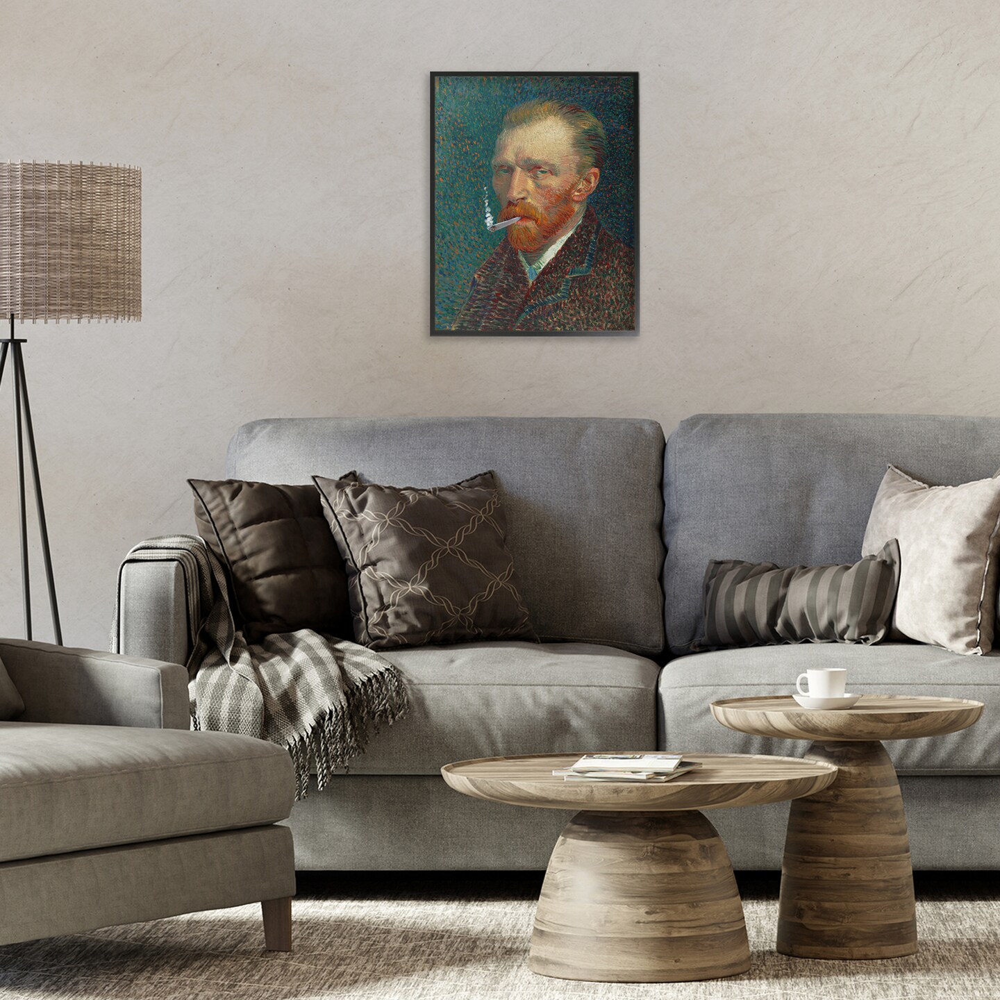 Stupell Industries Van Gogh Portrait with Smoke Framed Giclee, design by Masters Redux