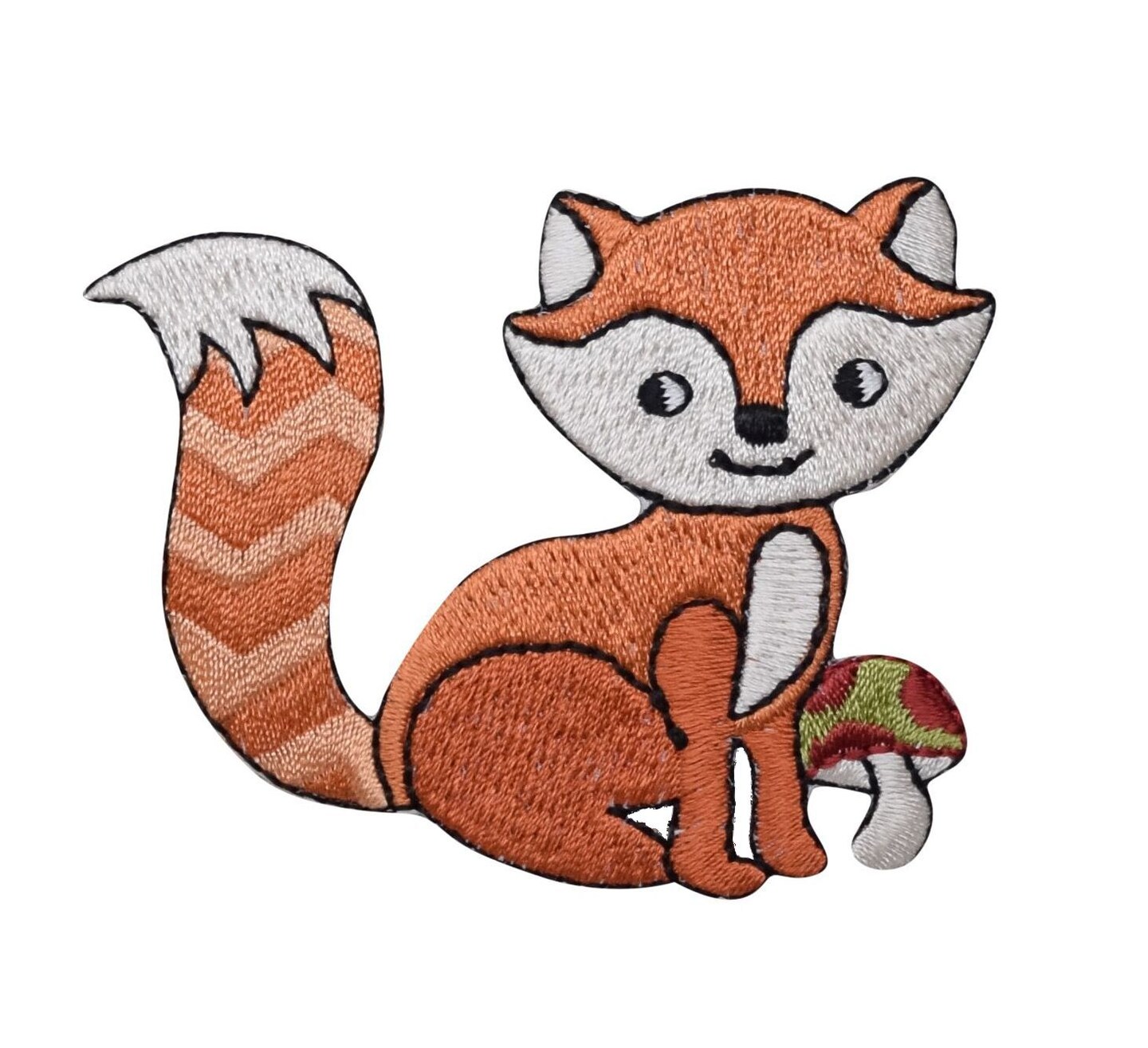 Woodland Fox with Mushroom, Cottagecore style, Embroidered, Iron on Patch