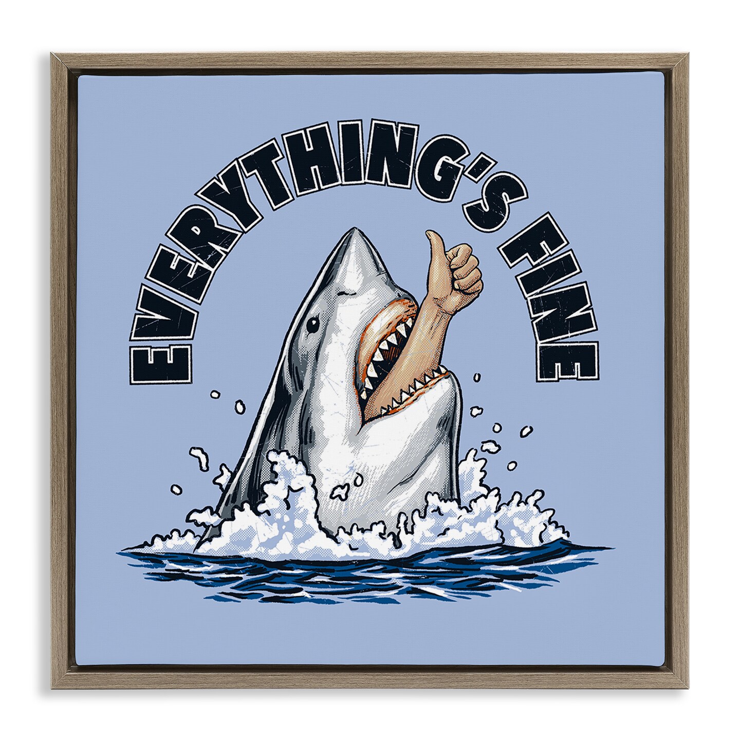 Stupell Industries Everything's Fine Shark Bite Floating Frame