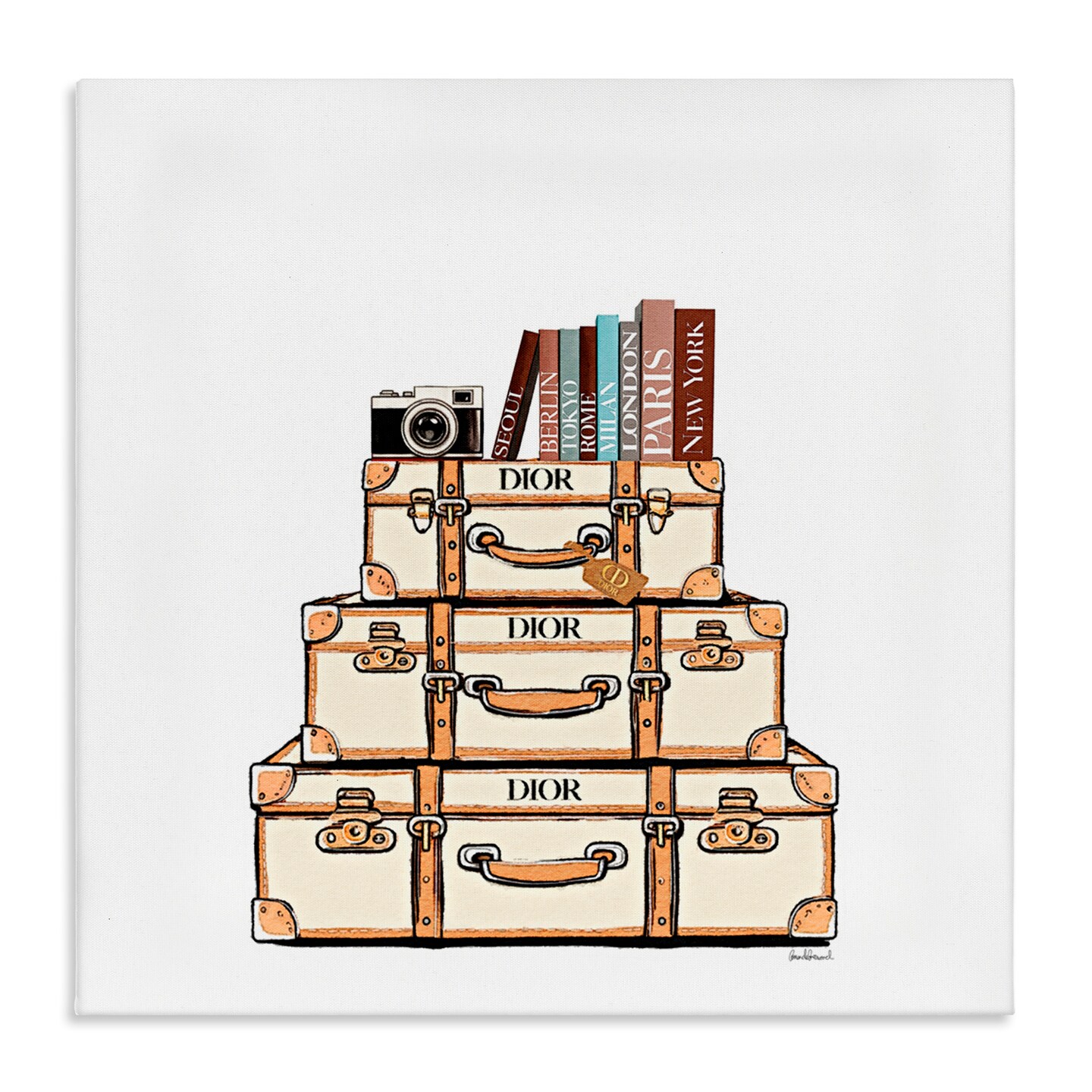 Stupell Industries Cream Luggage Stack Canvas, design by Amanda Greenwood