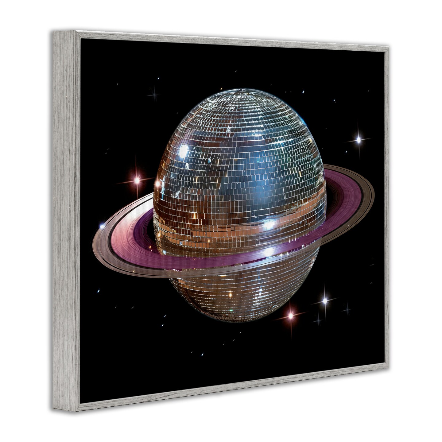 Stupell Industries Purple Disco Ball Planet Framed Giclee, design by Decent Exposures