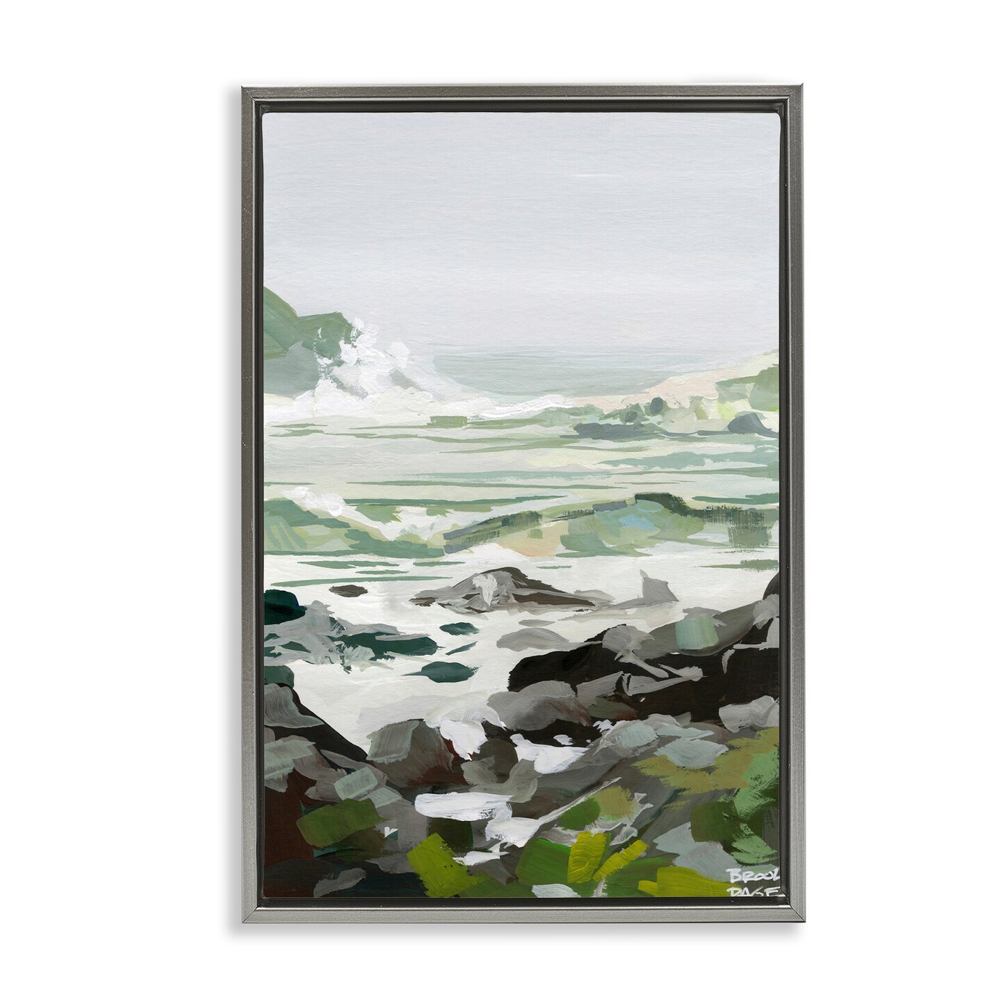 Stupell Industries Coastal Waves & Rocks Impression Floating Frame, design by Brook Page